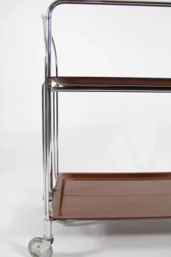 Pamono Mid-Century Modern Foldable Trolley in Chrome Stell and Formica, 1960s New