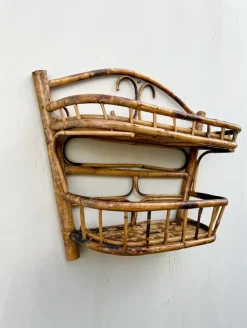Pamono Mid-Century Modern French Bamboo and Rattan Wall Shelf, 1960s Outlet