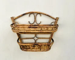 Pamono Mid-Century Modern French Bamboo and Rattan Wall Shelf, 1960s Outlet