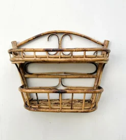Pamono Mid-Century Modern French Bamboo and Rattan Wall Shelf, 1960s Outlet