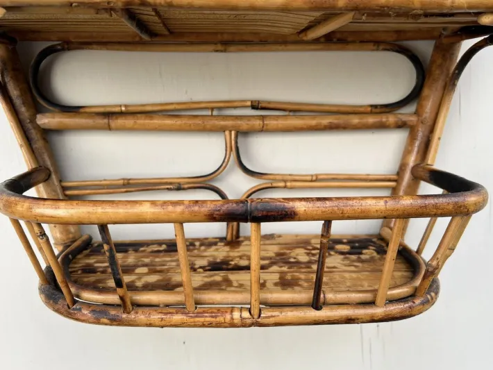 Pamono Mid-Century Modern French Bamboo and Rattan Wall Shelf, 1960s Outlet