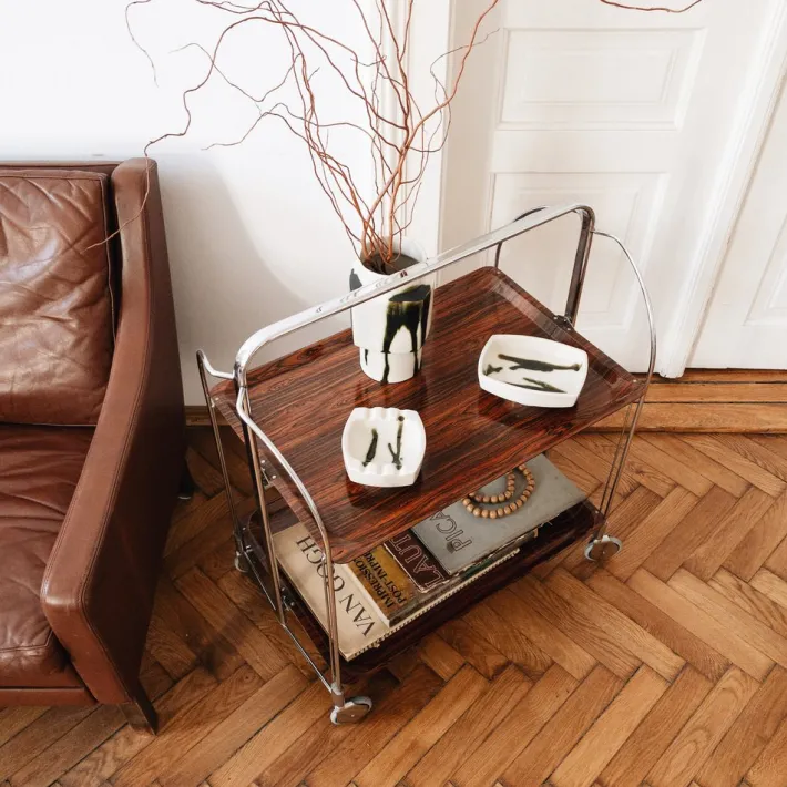 Pamono Mid-Century Modern German Bar Cart or Trolley, 1970s New