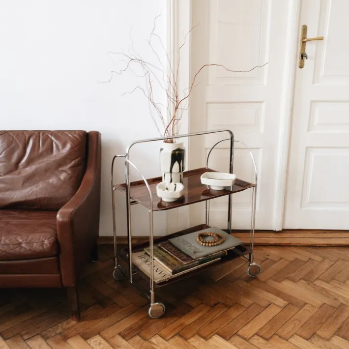 Pamono Mid-Century Modern German Bar Cart or Trolley, 1970s New