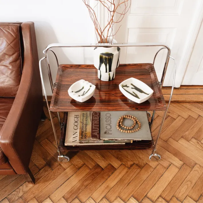 Pamono Mid-Century Modern German Bar Cart or Trolley, 1970s New