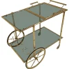 Pamono Mid-Century Modern Gilded Brass Faux Bamboo Bar Cart with Removable Tray Top, 1970s Outlet