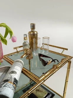 Pamono Mid-Century Modern Gilded Brass Faux Bamboo Bar Cart with Removable Tray Top, 1970s Outlet