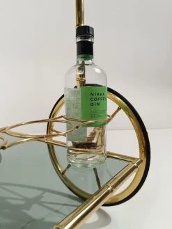 Pamono Mid-Century Modern Gilded Brass Faux Bamboo Bar Cart with Removable Tray Top, 1970s Outlet