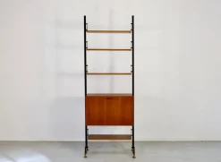 Pamono Mid-Century Modern Italian Freestanding Teak and Steel Modular Bookshelf, 1960s