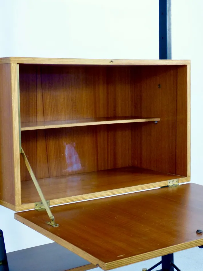 Pamono Mid-Century Modern Italian Freestanding Teak and Steel Modular Bookshelf, 1960s