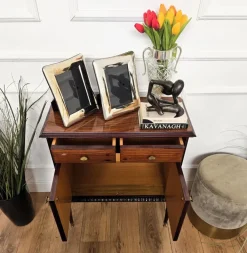Pamono Mid-Century Modern Italian Wood and Brass Entryway Console Cabinet, 1960s Outlet