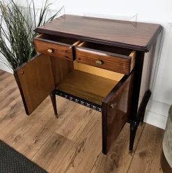 Pamono Mid-Century Modern Italian Wood and Brass Entryway Console Cabinet, 1960s Outlet