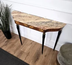 Pamono Mid-Century Modern Italian Black Wood and Brass Console Table with Marble Top, 1950s Outlet
