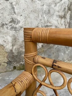 Pamono Mid-Century Modern Italian Bamboo Living Room Set with Vienna Straw Seat, 1970s, Set of 4 Hot