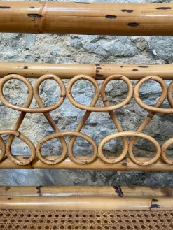 Pamono Mid-Century Modern Italian Bamboo Living Room Set with Vienna Straw Seat, 1970s, Set of 4 Hot