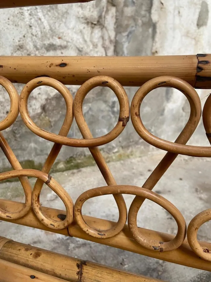 Pamono Mid-Century Modern Italian Bamboo Living Room Set with Vienna Straw Seat, 1970s, Set of 4 Hot