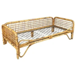 Pamono Mid-Century Modern Italian Daybed in Rattan and Metal Mesh, 1970s Clearance