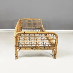 Pamono Mid-Century Modern Italian Daybed in Rattan and Metal Mesh, 1970s Clearance
