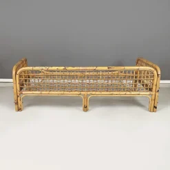 Pamono Mid-Century Modern Italian Daybed in Rattan and Metal Mesh, 1970s Clearance