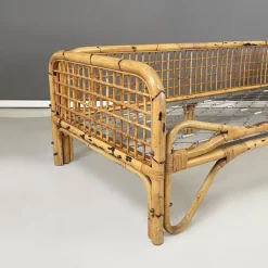 Pamono Mid-Century Modern Italian Daybed in Rattan and Metal Mesh, 1970s Clearance