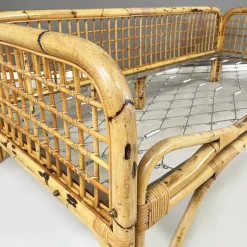 Pamono Mid-Century Modern Italian Daybed in Rattan and Metal Mesh, 1970s Clearance