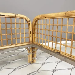 Pamono Mid-Century Modern Italian Daybed in Rattan and Metal Mesh, 1970s Clearance
