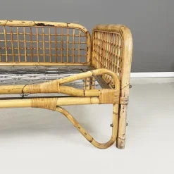 Pamono Mid-Century Modern Italian Daybed in Rattan and Metal Mesh, 1970s Clearance