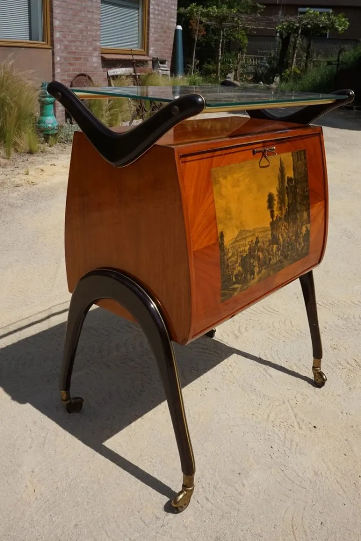 Pamono Mid-Century Modern Italian Cocktail Bar Cart Cabinet attributed to Cesare Lacca, 1960s Online