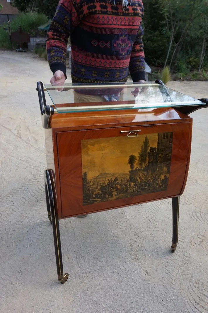 Pamono Mid-Century Modern Italian Cocktail Bar Cart Cabinet attributed to Cesare Lacca, 1960s Online