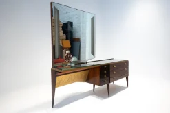 Pamono Mid-Century Modern Italian Wooden Dressing Table with Lightning Mirror, 1960s Clearance