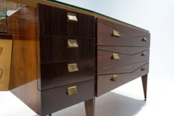 Pamono Mid-Century Modern Italian Wooden Dressing Table with Lightning Mirror, 1960s Clearance