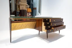 Pamono Mid-Century Modern Italian Wooden Dressing Table with Lightning Mirror, 1960s Clearance