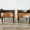 Pamono Mid-Century Modern Italian Mahogany-Clad Nightstands with Mirror Tops, 1950s, Set of 2 Hot
