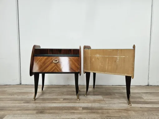 Pamono Mid-Century Modern Italian Mahogany-Clad Nightstands with Mirror Tops, 1950s, Set of 2 Hot