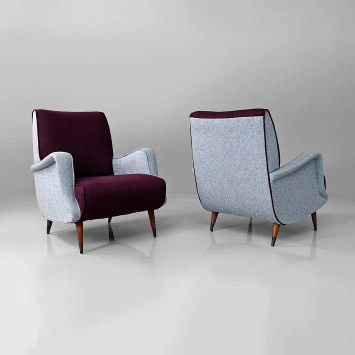 Pamono Mid-Century Modern Italian Mod. 802 Lounge Chairs by Carlo De Carli for Cassina, 1950s, Set of 2 Hot