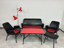 Pamono Mid-Century Modern Leather Seating Group by Gastone Rinaldi, 1970s, Set of 4 Clearance