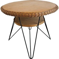 Pamono Mid-Century Modern Patio Wicker Table, Italy, 1950s Online