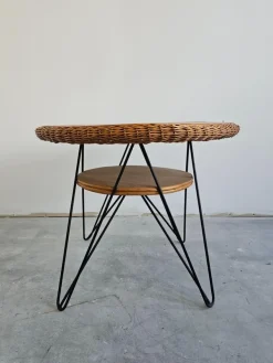 Pamono Mid-Century Modern Patio Wicker Table, Italy, 1950s Online