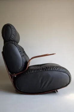 Pamono Mid-Century Modern Plywood and Leather Rocking Chair New