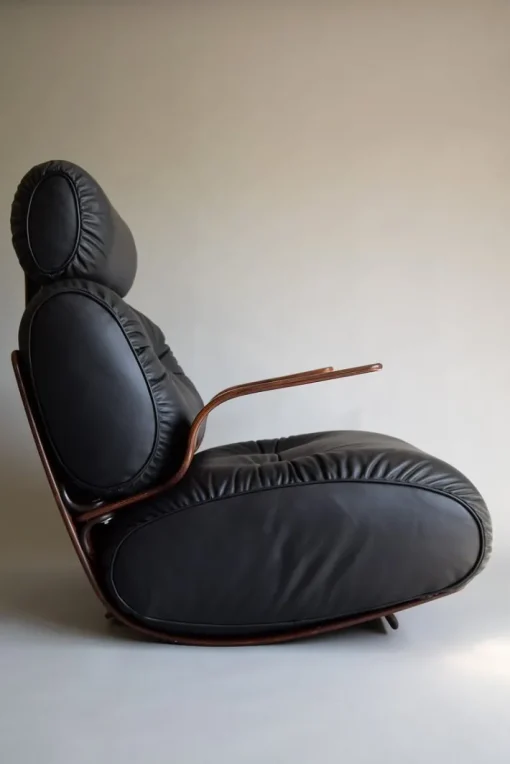 Pamono Mid-Century Modern Plywood and Leather Rocking Chair New