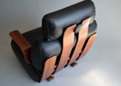 Pamono Mid-Century Modern Plywood and Leather Rocking Chair New