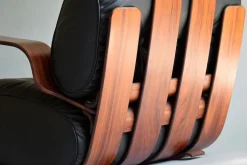 Pamono Mid-Century Modern Plywood and Leather Rocking Chair New