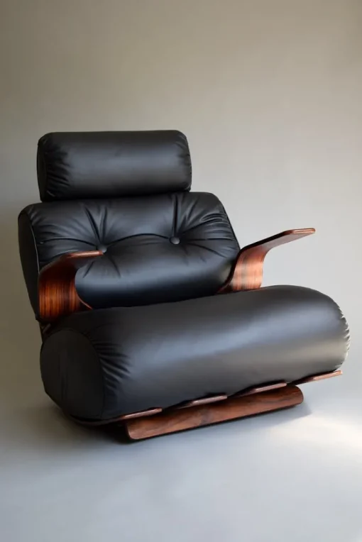 Pamono Mid-Century Modern Plywood and Leather Rocking Chair New