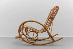 Pamono Mid-Century Modern Rattan and Bamboo Rocking Chair, 1960s New