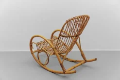 Pamono Mid-Century Modern Rattan and Bamboo Rocking Chair, 1960s New