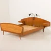 Pamono Mid-Century Modern Scandinavian Queen Size Bed with Nightstands and Lamp, 1950s Clearance