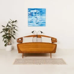 Pamono Mid-Century Modern Scandinavian Queen Size Bed with Nightstands and Lamp, 1950s Clearance