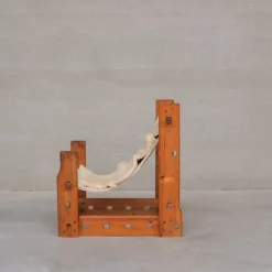 Pamono Mid-Century Modern Spanish Wood and Canvas Sling Chair, 1970s New
