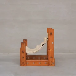 Pamono Mid-Century Modern Spanish Wood and Canvas Sling Chair, 1970s New