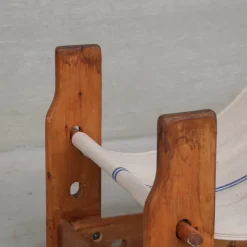 Pamono Mid-Century Modern Spanish Wood and Canvas Sling Chair, 1970s New