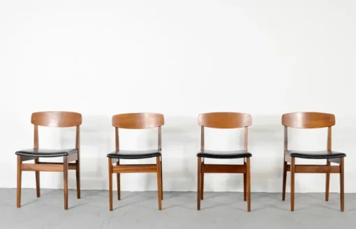 Pamono Mid-Century Modern Teak and Leatherette Dining Chairs, 1960s, Set of 4 Best